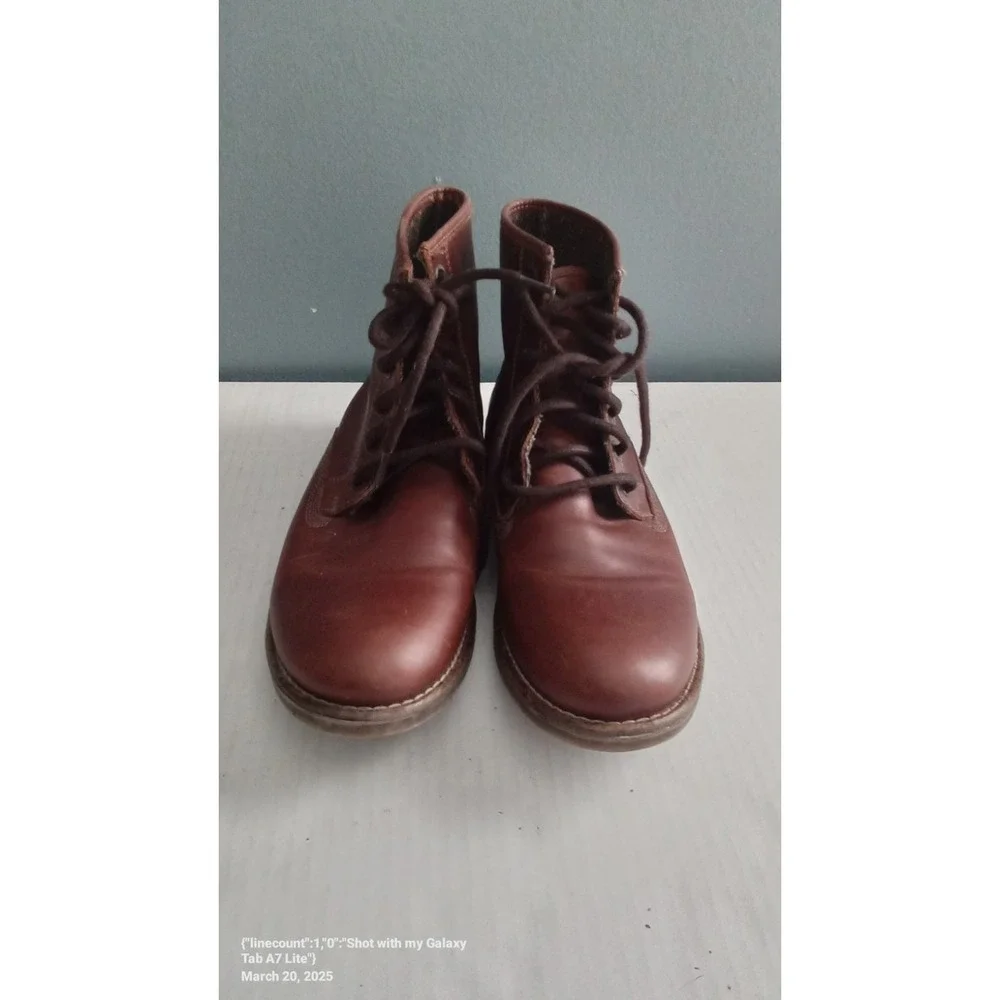 Leather‎ Ankle Boots Brown Lace Up Casual Comfortable Shoes